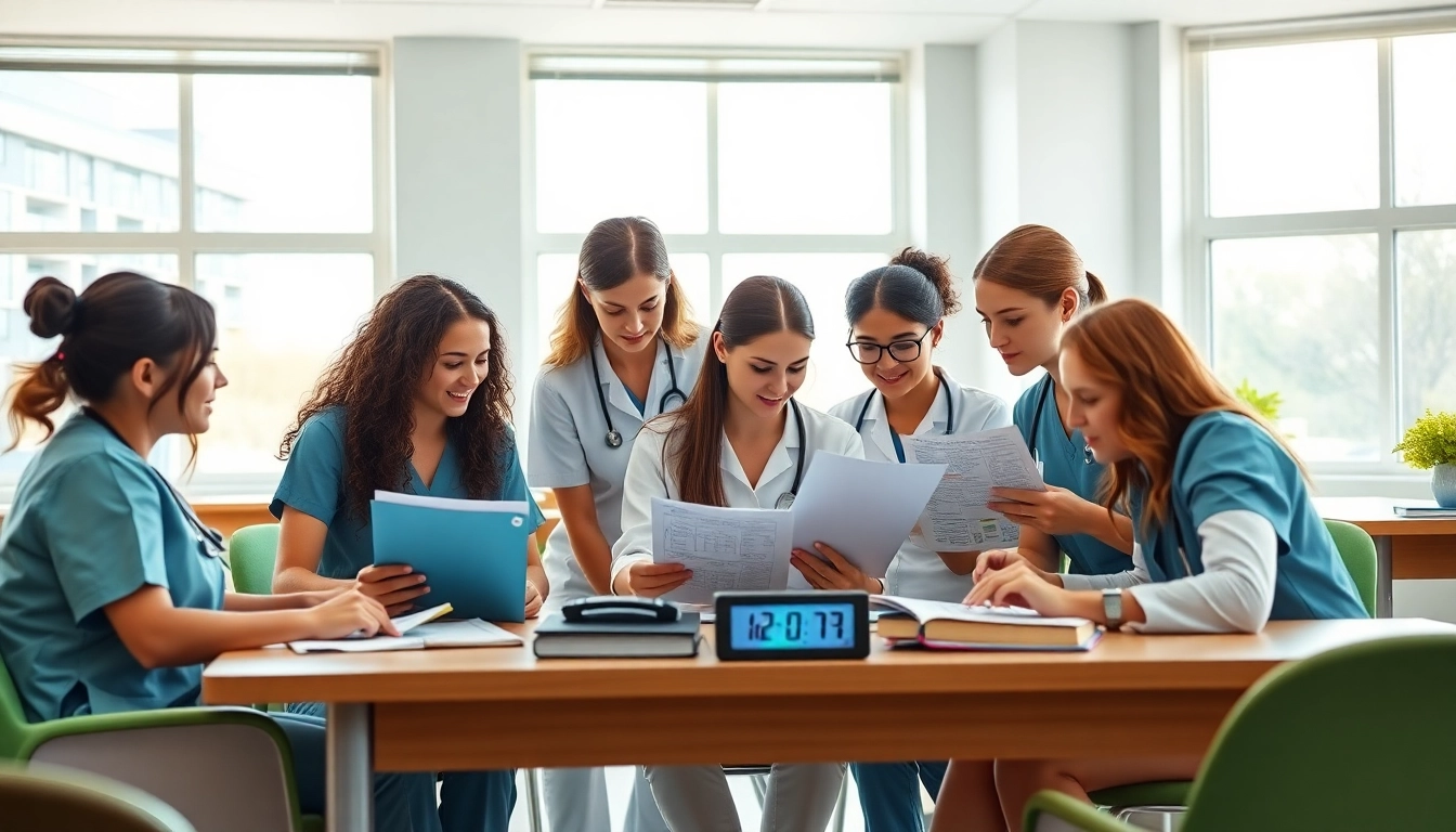 Students at the Houston Trusted Nclex review center actively studying for the NCLEX exam.