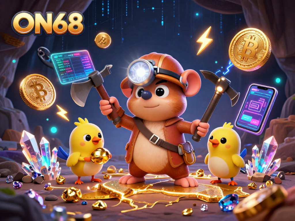 Experience the ON68 adventure with a treasure hunter in a mystical casino cave full of gems.