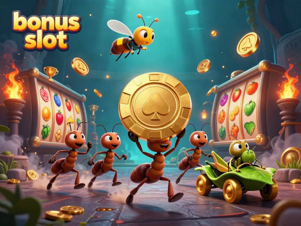 Join the action at bonus slot with ant heisters, poker chips, and thrilling casino elements!