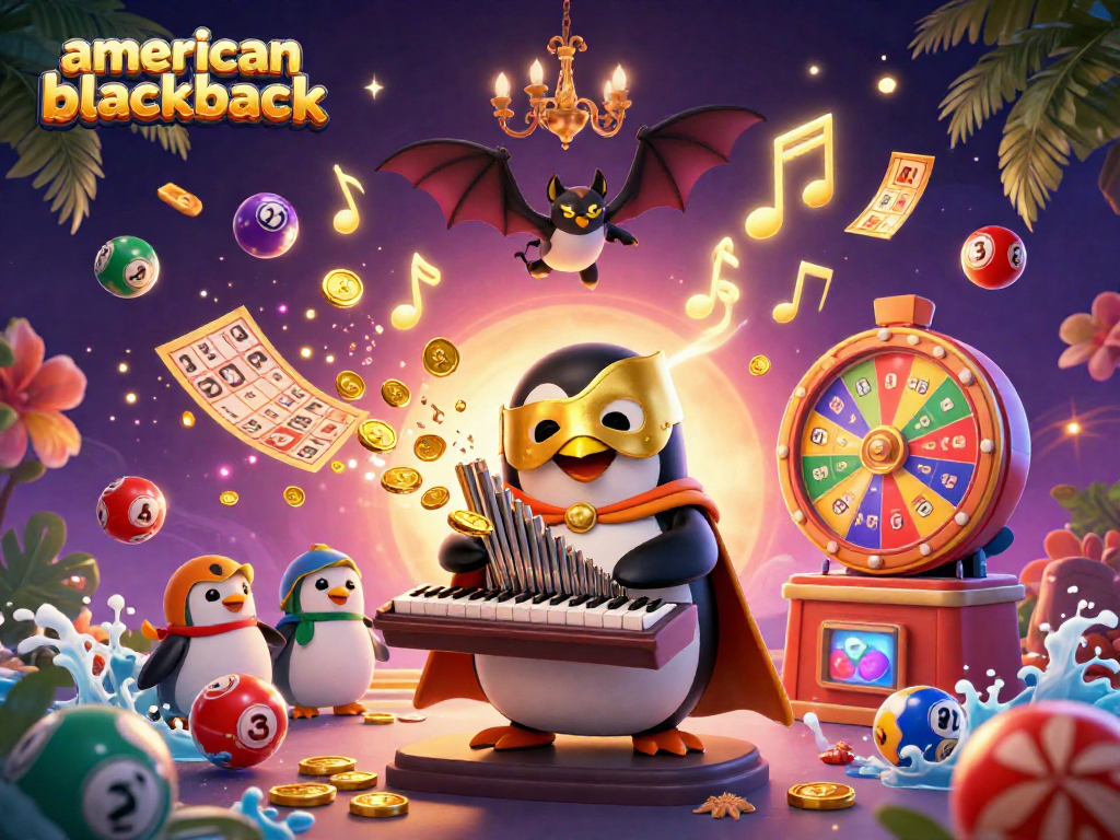 Experience the thrill of american-blackjack with a whimsical 3D casino scene filled with action and excitement.