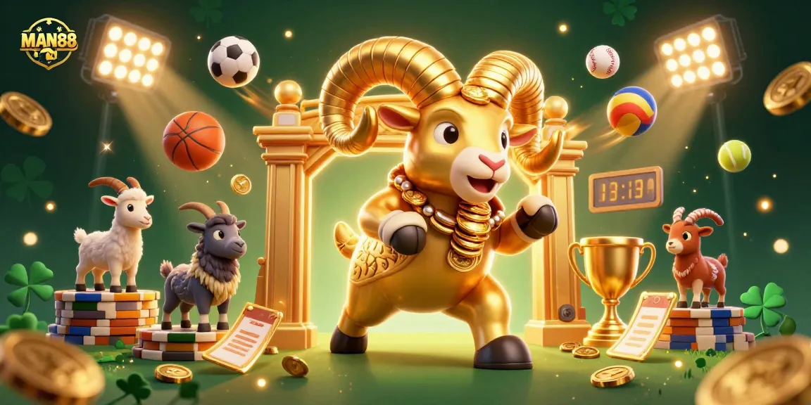 Experience an exciting win with MAN88's vibrant casino illustration showcasing dynamic sports betting action.