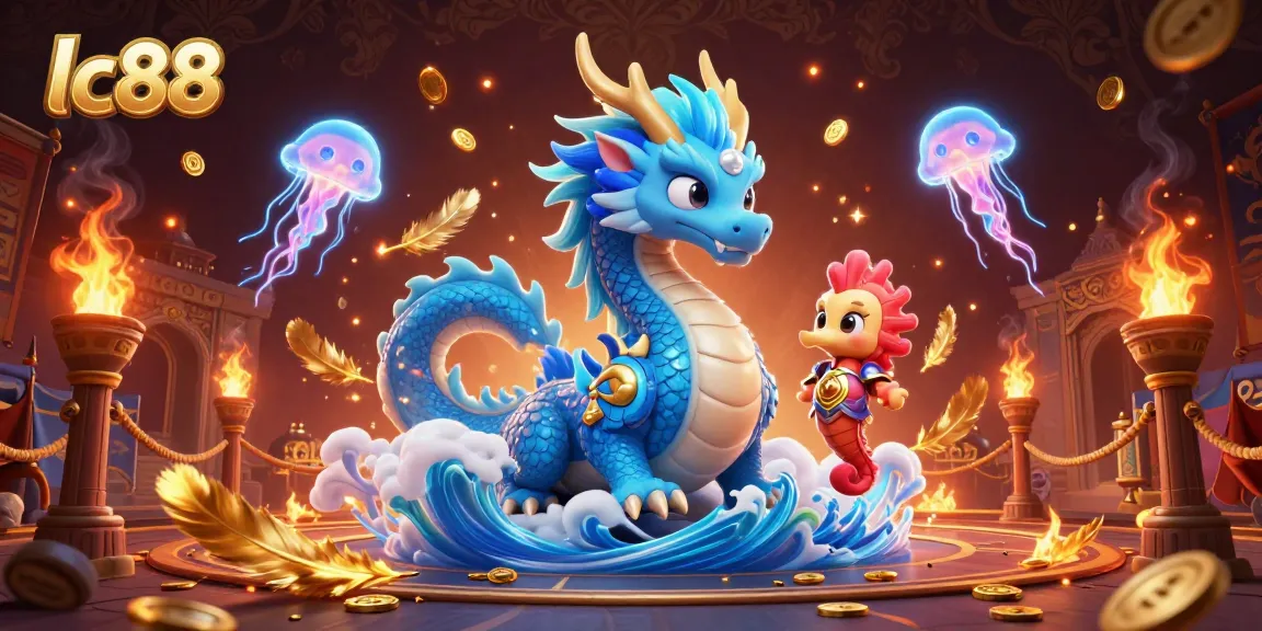 Engage in thrilling gambling adventures with lc88's underwater fantasy featuring a majestic water dragon and vibrant sea creatures.