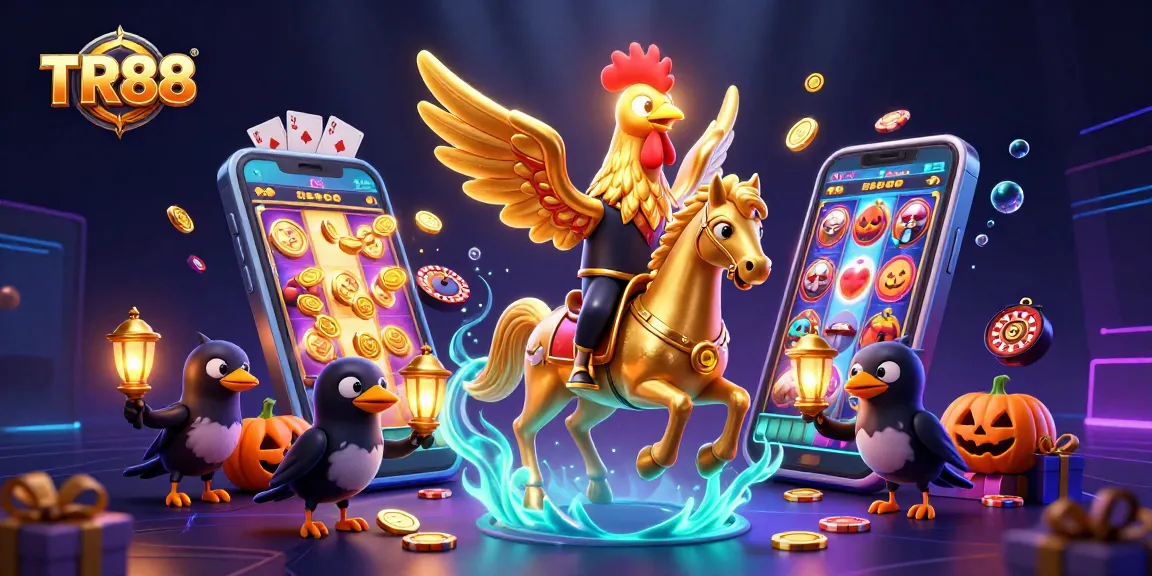 Engage in action-packed gameplay at TR88 with vibrant casino elements and dynamic characters illuminating the scene.
