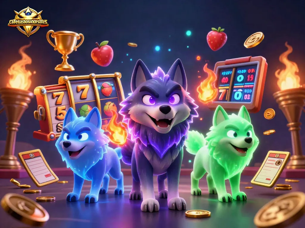 Engage with cafecasinosistersites through action-packed gaming with 3D wolves and vibrant slot elements.