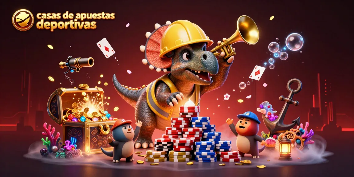Animación vibrante celebrando en casas de apuestas deportivas con un triceratops y un parasaurolophus.