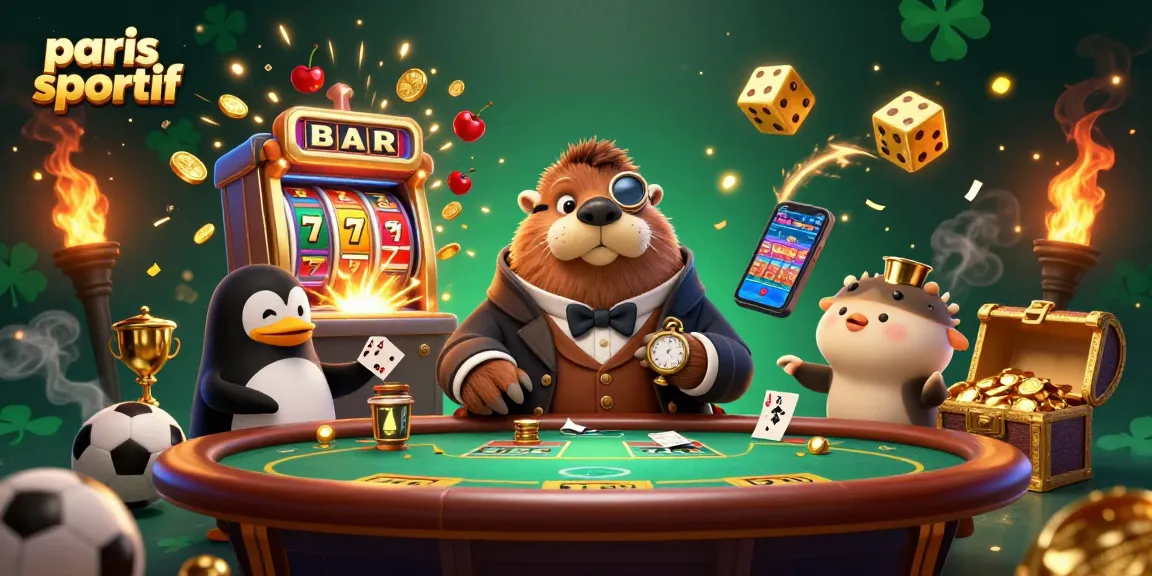 Parier sur paris sportif avec une illustration pleine de vie représentant un morse, un pingouin et un poisson-globe dans un casino sous-marin.