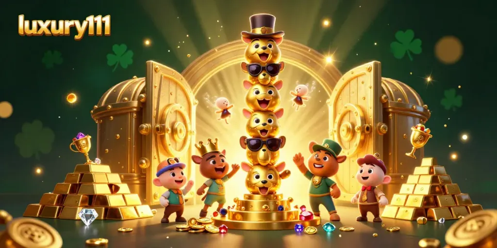 Experience thrilling gameplay with luxury111 in this packed casino illustration featuring exciting treasures.
