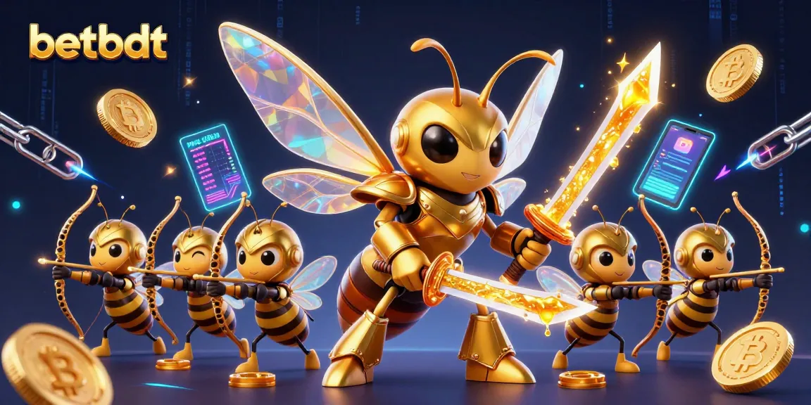 Engage with betbdt's vibrant fantasy casino scene showcasing samurai and bee archers amidst glowing crypto coins.