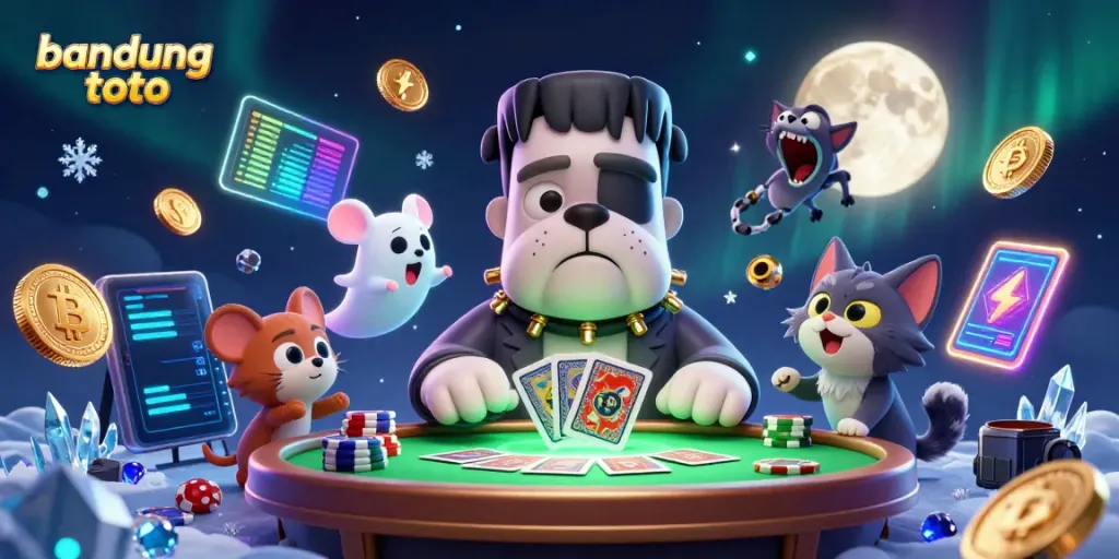 Experience the excitement of bandung toto with a whimsical 3D illustration featuring engaging characters and crypto elements.