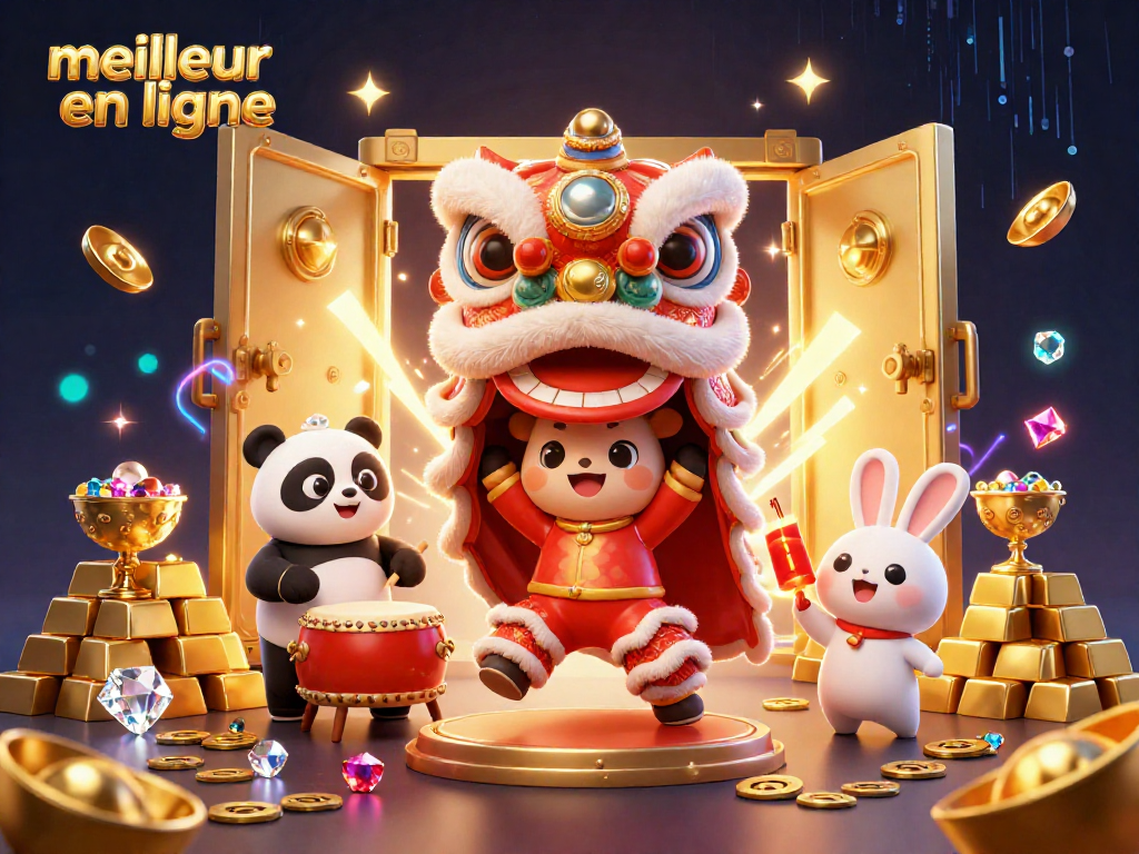 Découvrez le meilleur casino en ligne avec une illustration dynamique de jeu et une ambiance festive.