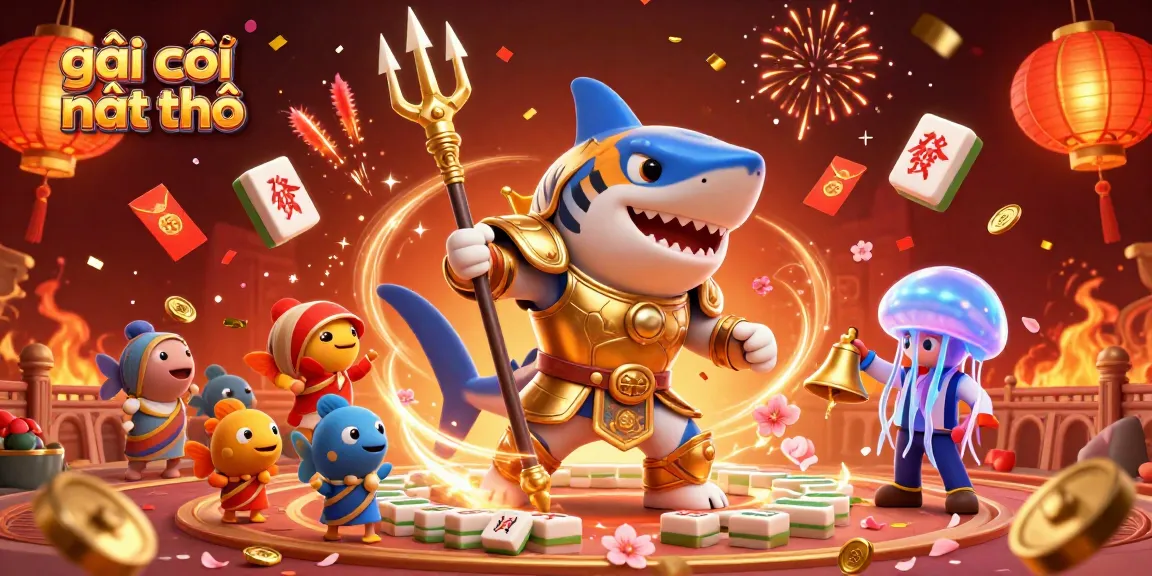 Experience the excitement of gambling with gái gọi cần thơ amid underwater festivities featuring a tiger shark and vibrant decorations.