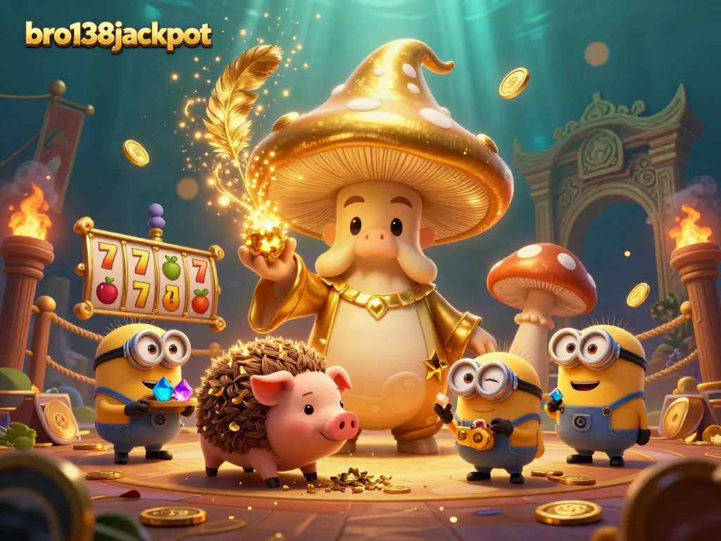 Experience the thrill with bro138jackpot in this engaging scene with golden treasures and magic.