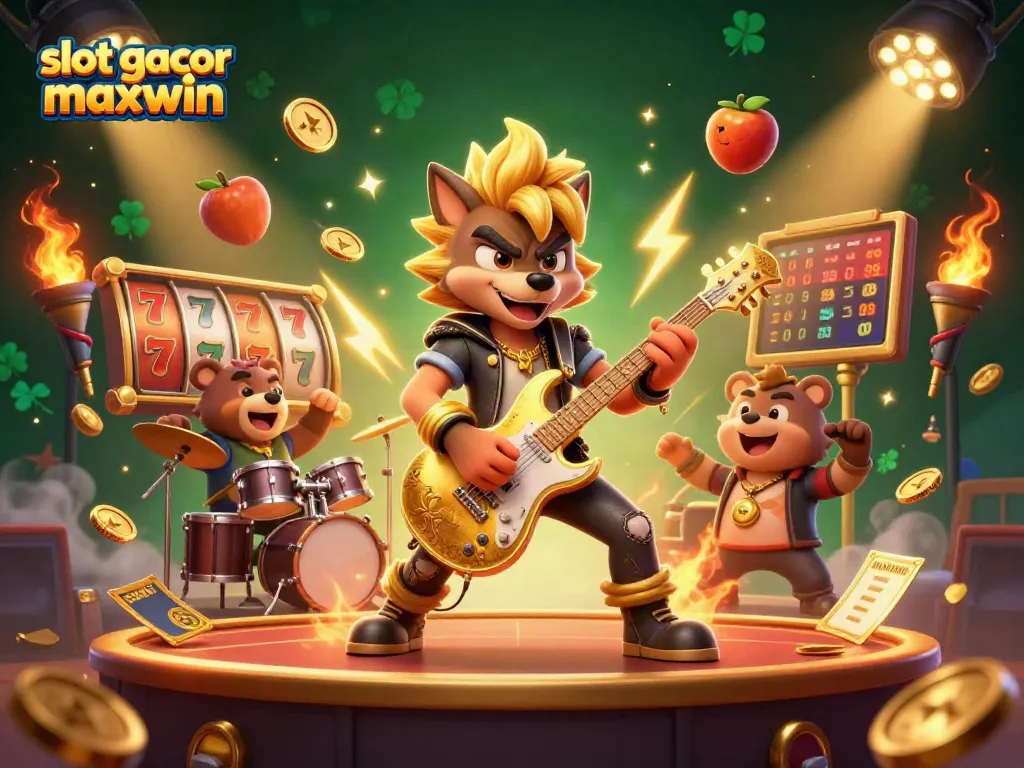 Experience the thrill of slot gacor maxwin with dynamic scenes of characters and slot games in action.