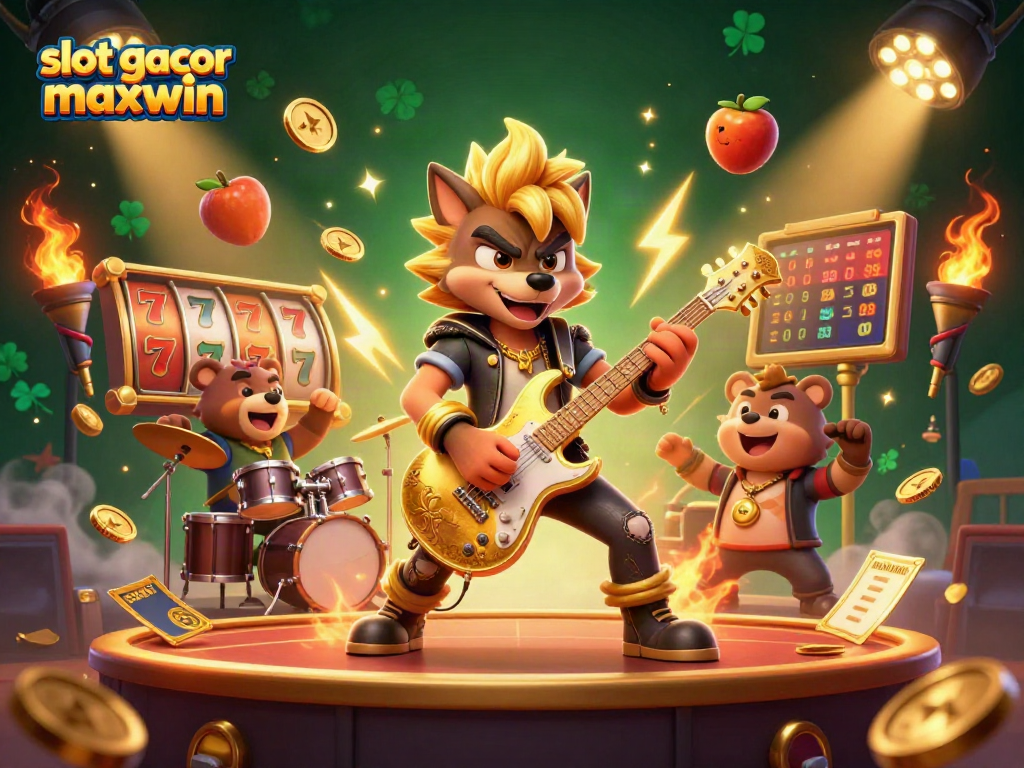 Experience the thrill of slot gacor maxwin with dynamic scenes of characters and slot games in action.
