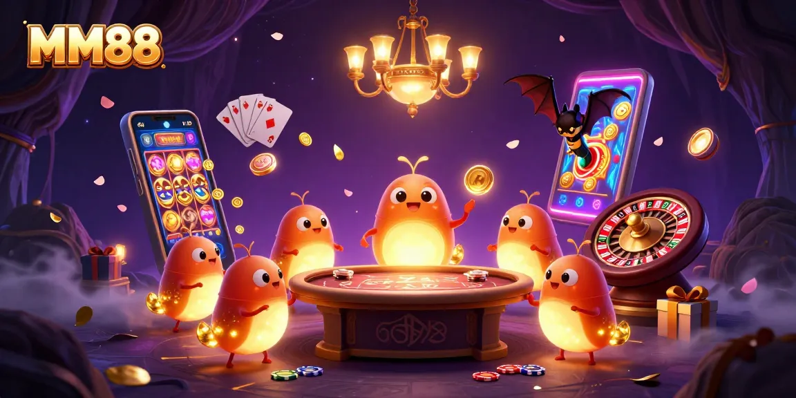 Engage with MM88's thrilling casino experience featuring glowworms and exciting game elements.