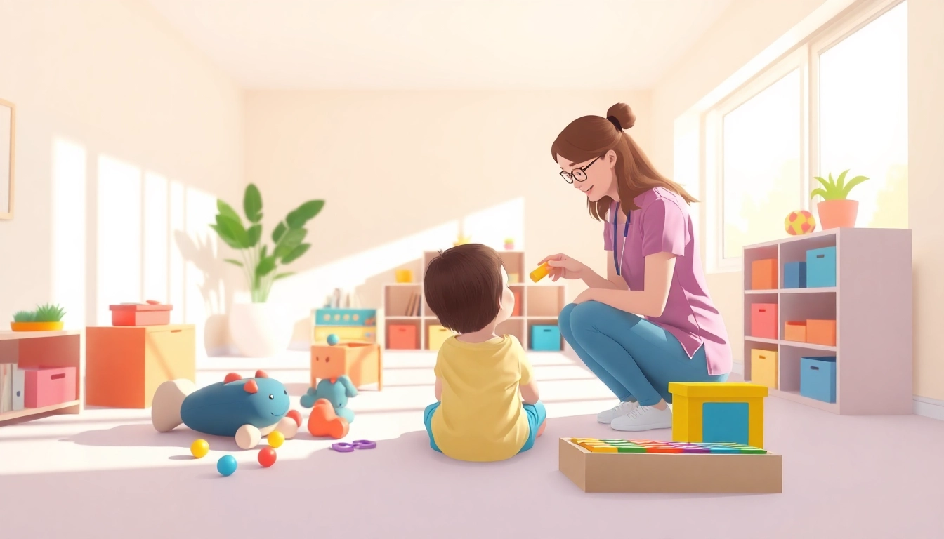 Engaging session of ABA therapy in Farmington Hills with a child and therapist in a bright room.