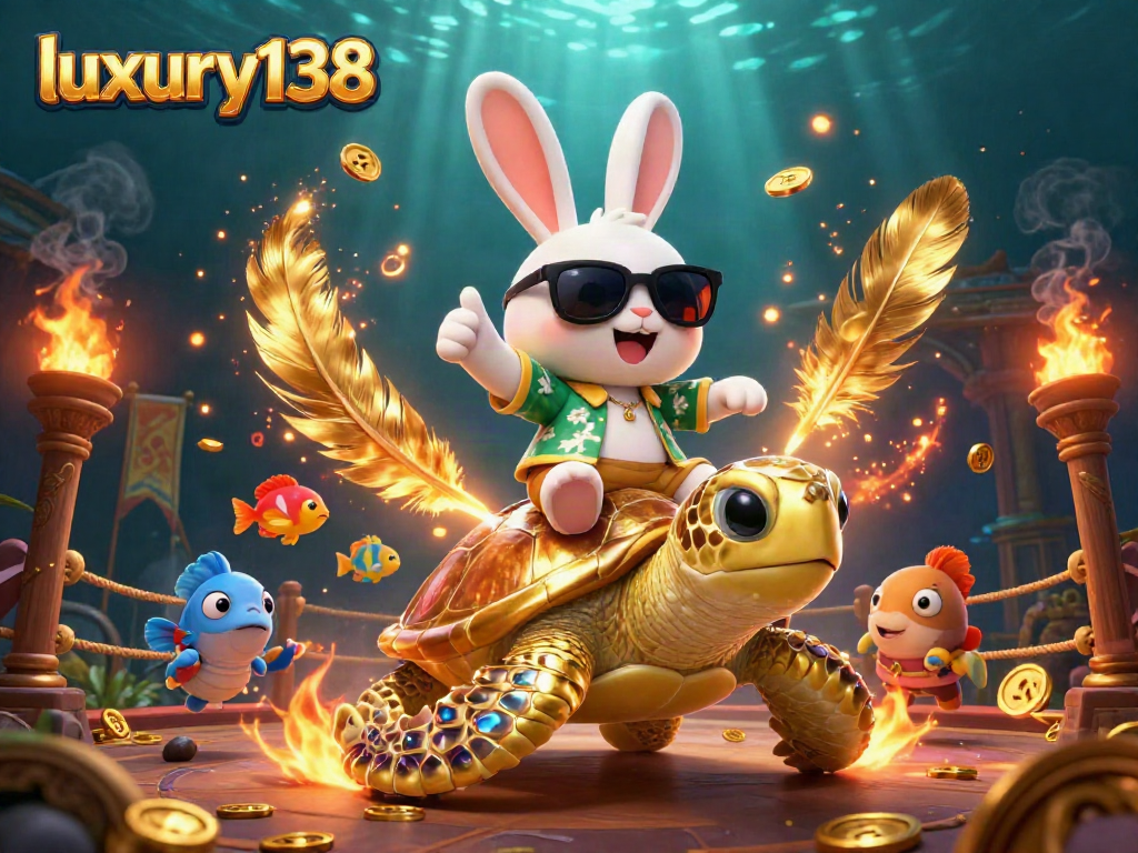 Permainan seru di luxury138 dengan kelinci keberuntungan dan kura-kura emas.