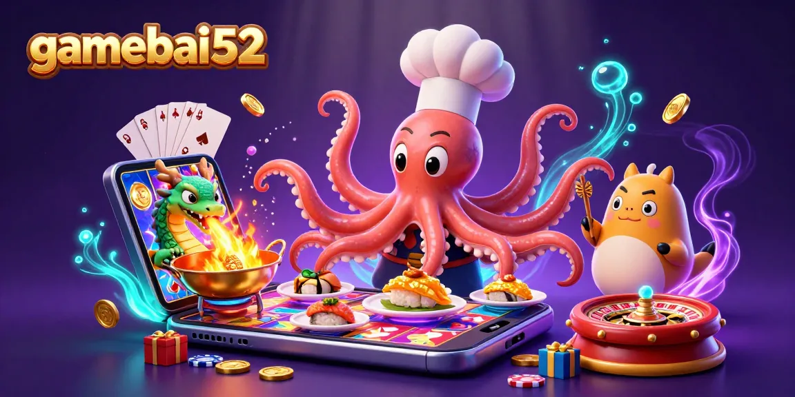 Engage in thrilling gameplay at gamebai52 with vibrant 3D casino characters and vivid slot game elements.