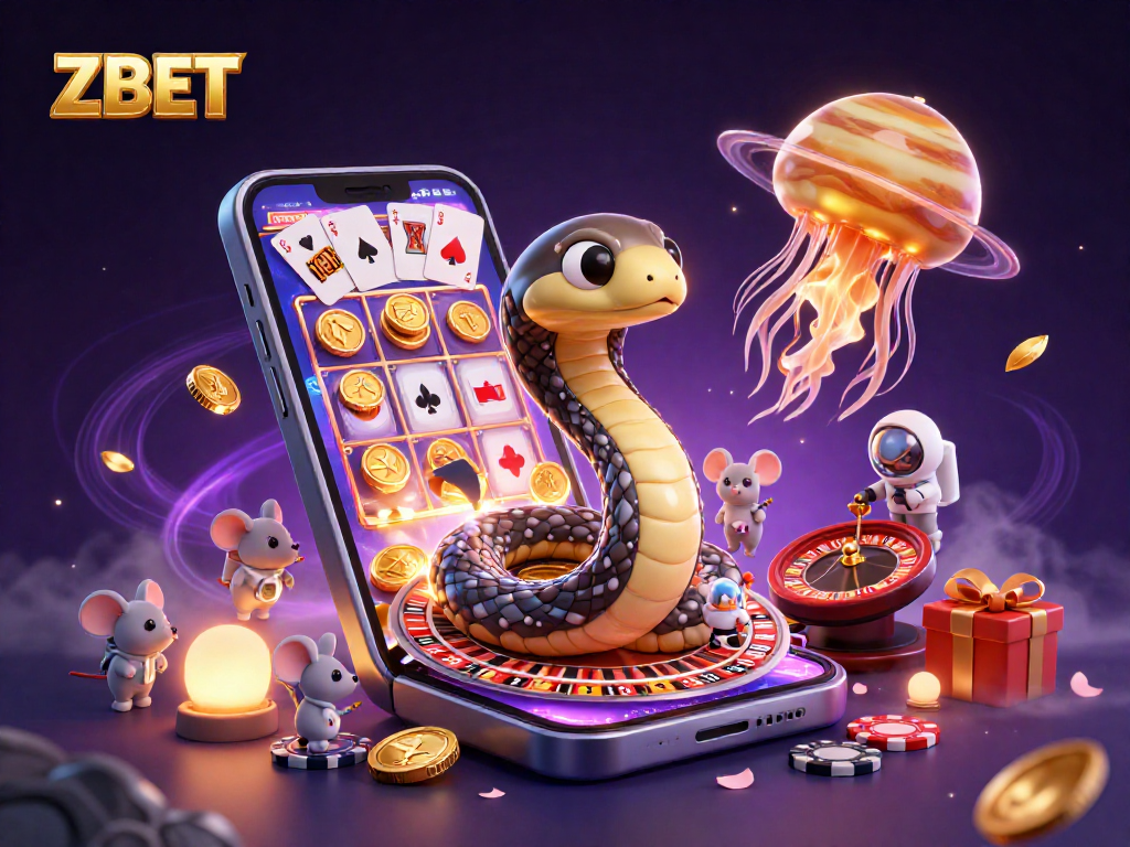 ZBET players enjoying a cosmic roulette experience with astronaut mice and a golden jellyfish dealer.