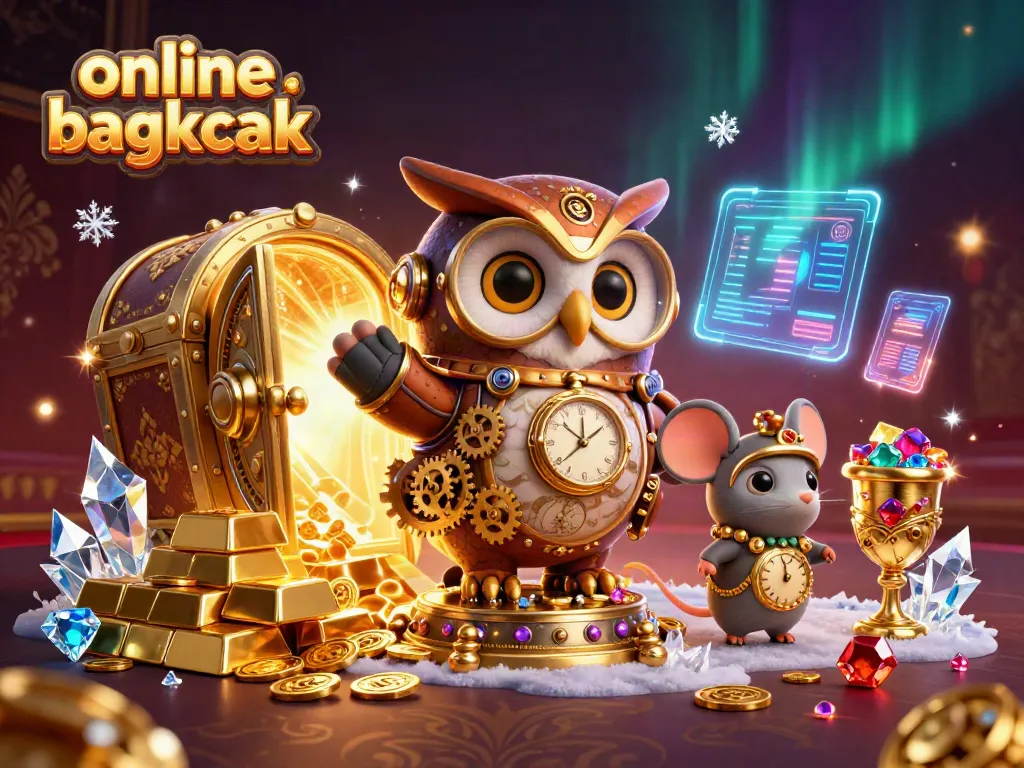 Experience the excitement of online blackjack with our enchanting 3D illustration featuring whimsical characters and rich casino elements.