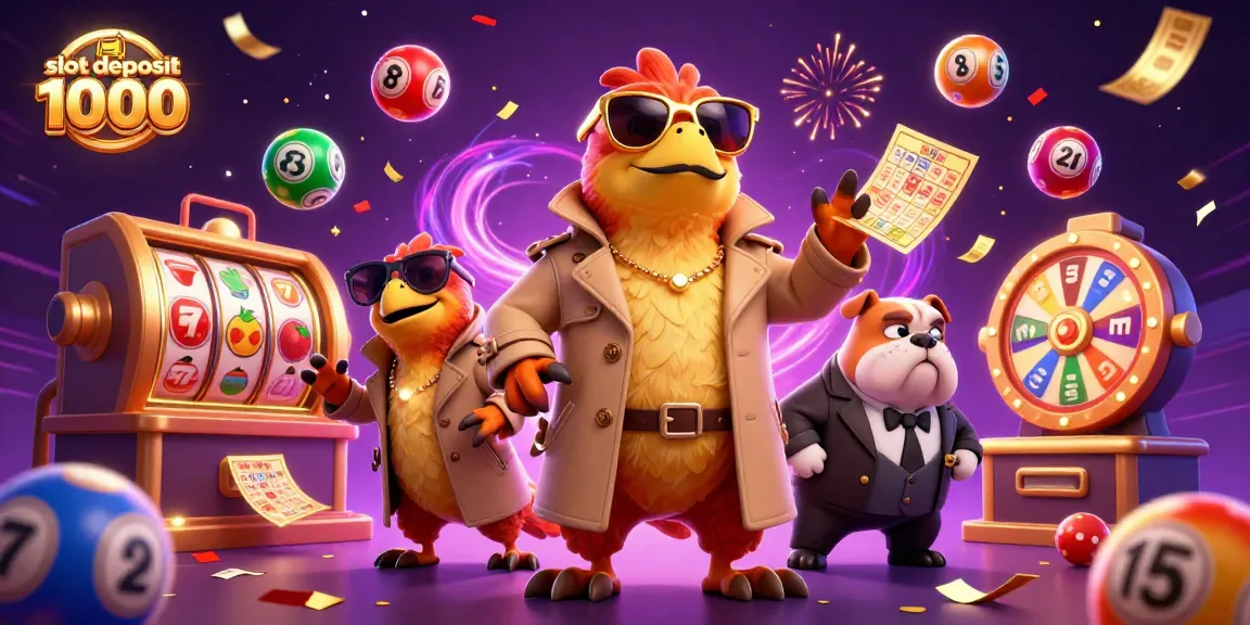Engage with slot deposit 1000 in a vibrant casino scene featuring amusing raptor characters.