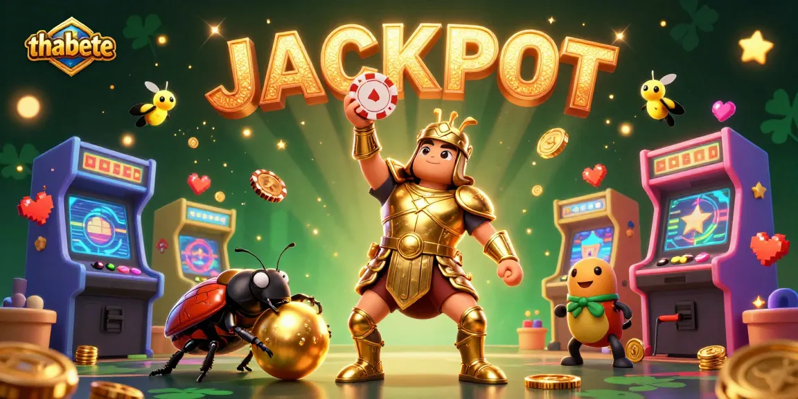 Join thabete in a vibrant casino adventure with a victorious beetle and golden treasures.