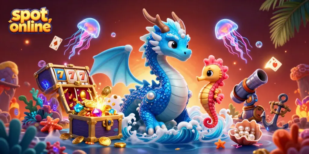 Menangkan slot online dengan peti harta karun penuh koin emas dan simbol buah yang berwarna-warni.
