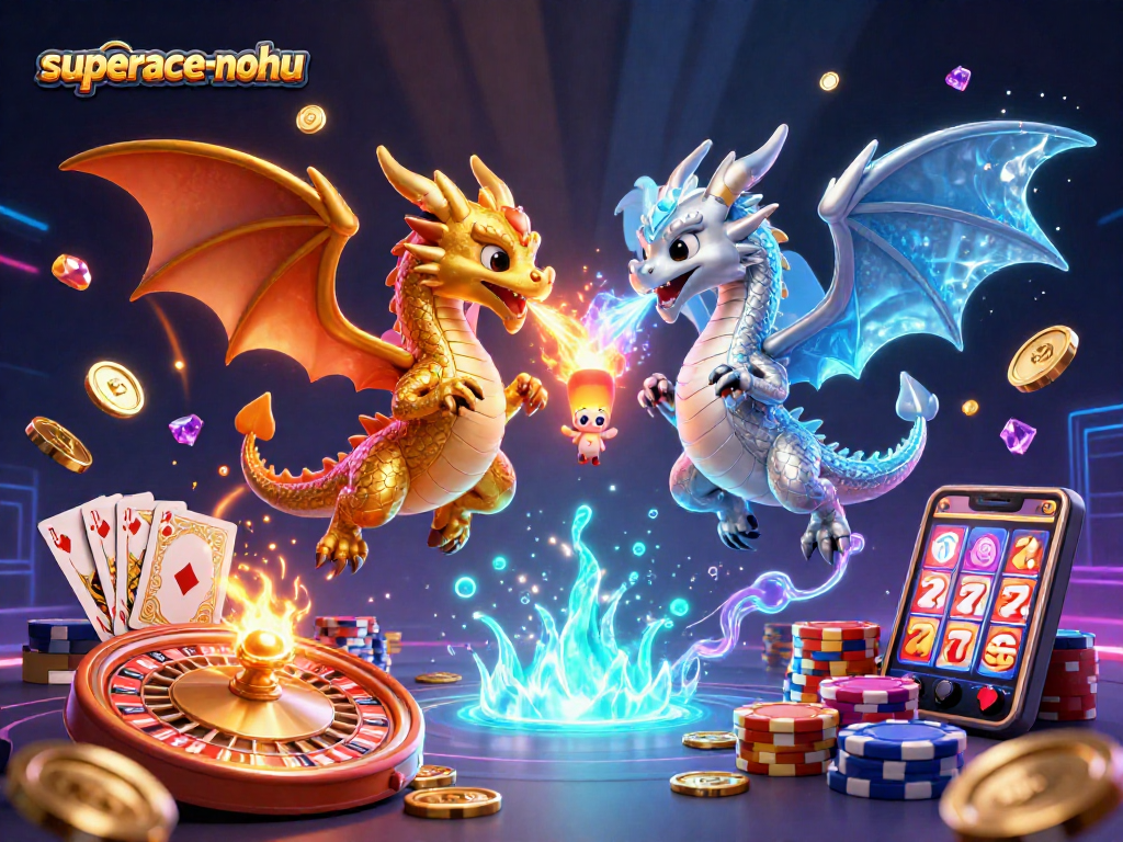 Experience the thrill of superace-nohu with golden coins, dragons, and dynamic casino elements.