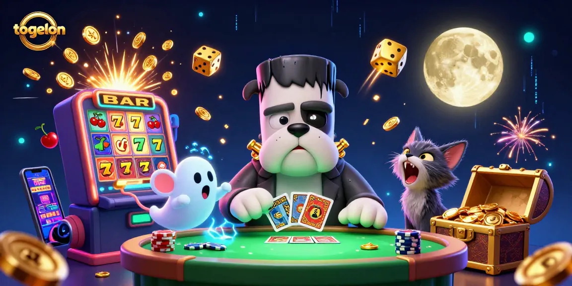 Togelon delivers exciting gameplay with a 3D Frankenstein bulldog dealer and a gold jackpot explosion.