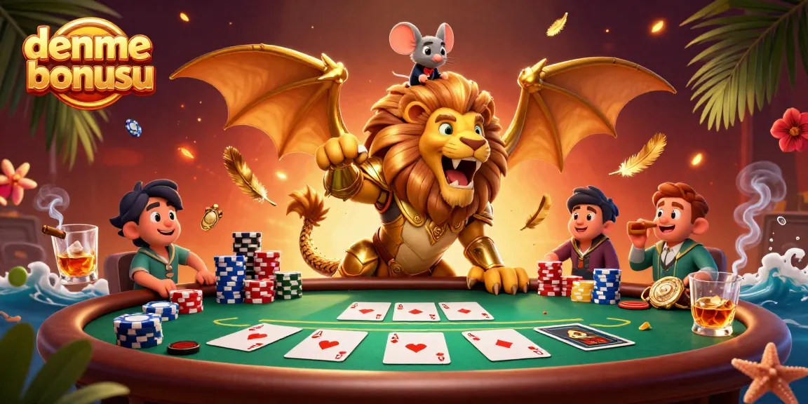 Experience thrilling wins with deneme bonusu at a vibrant poker table surrounded by colorful chips and exciting gameplay.