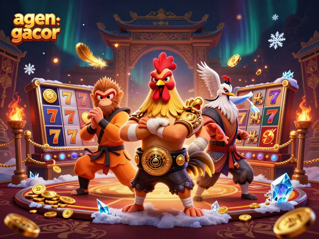 Engage with the agen slot gacor through vibrant characters in a dynamic casino scene.