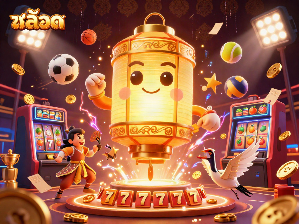 Engage in thrilling สล็อต gameplay with vibrant 3D illustration showcasing dynamic characters and casino elements.