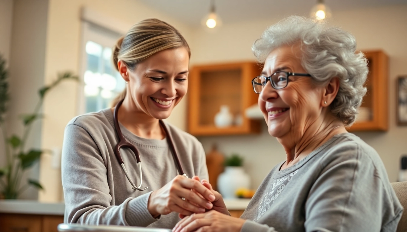 Caregiver providing daily living assistance seniors in a cozy home environment.