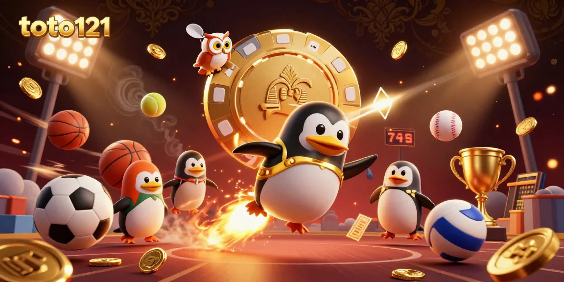 Engage with thrilling gameplay at toto121 with a colorful rocket-powered penguin racing towards a casino space station.