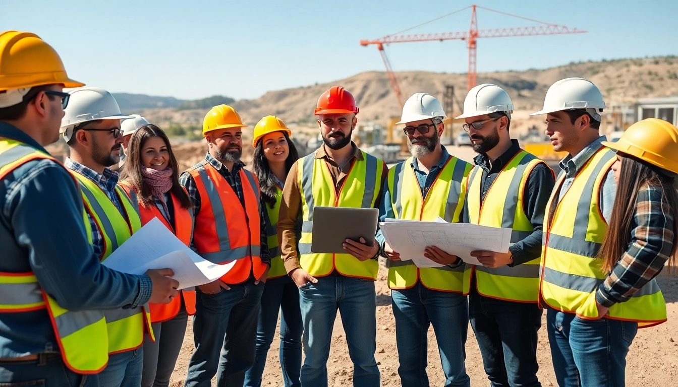 Contractor association Cheyenne Wyoming members collaborating at a sunny construction site.