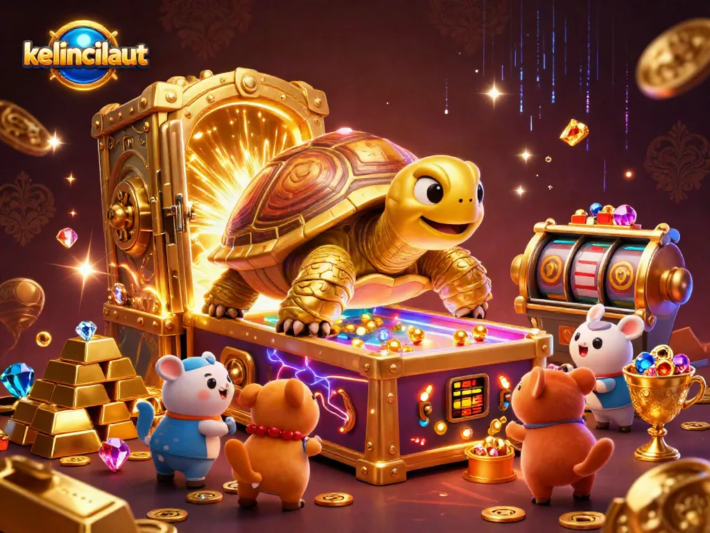 Engage in thrilling gameplay at kelincilaut with a vibrant illustration of a golden tortoise gaming experience.