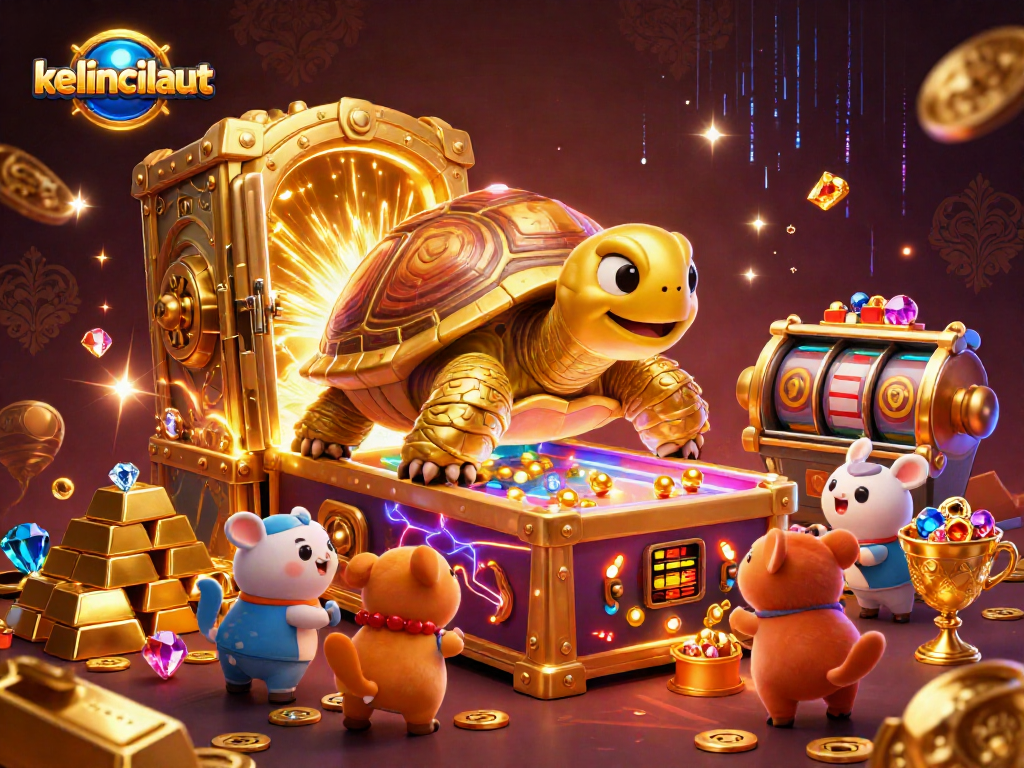Engage in thrilling gameplay at kelincilaut with a vibrant illustration of a golden tortoise gaming experience.
