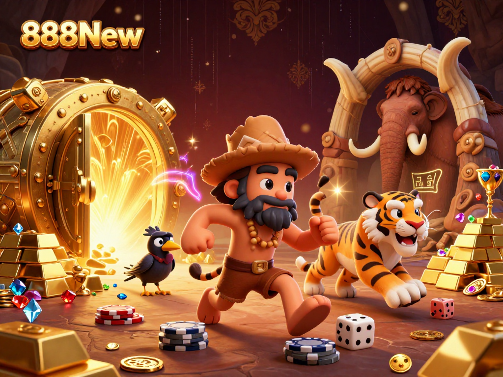 Spin the reels at 888New Casino with a vibrant prehistoric theme and rich treasures.