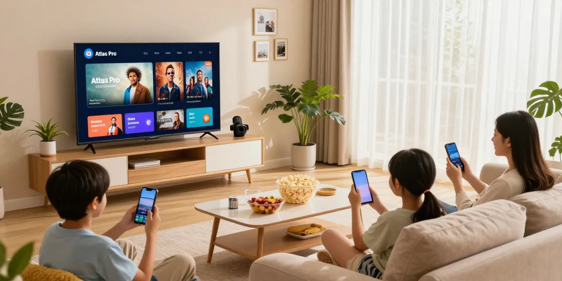 Enjoying Atlas Pro IPTV on a Smart TV in a cozy living room.