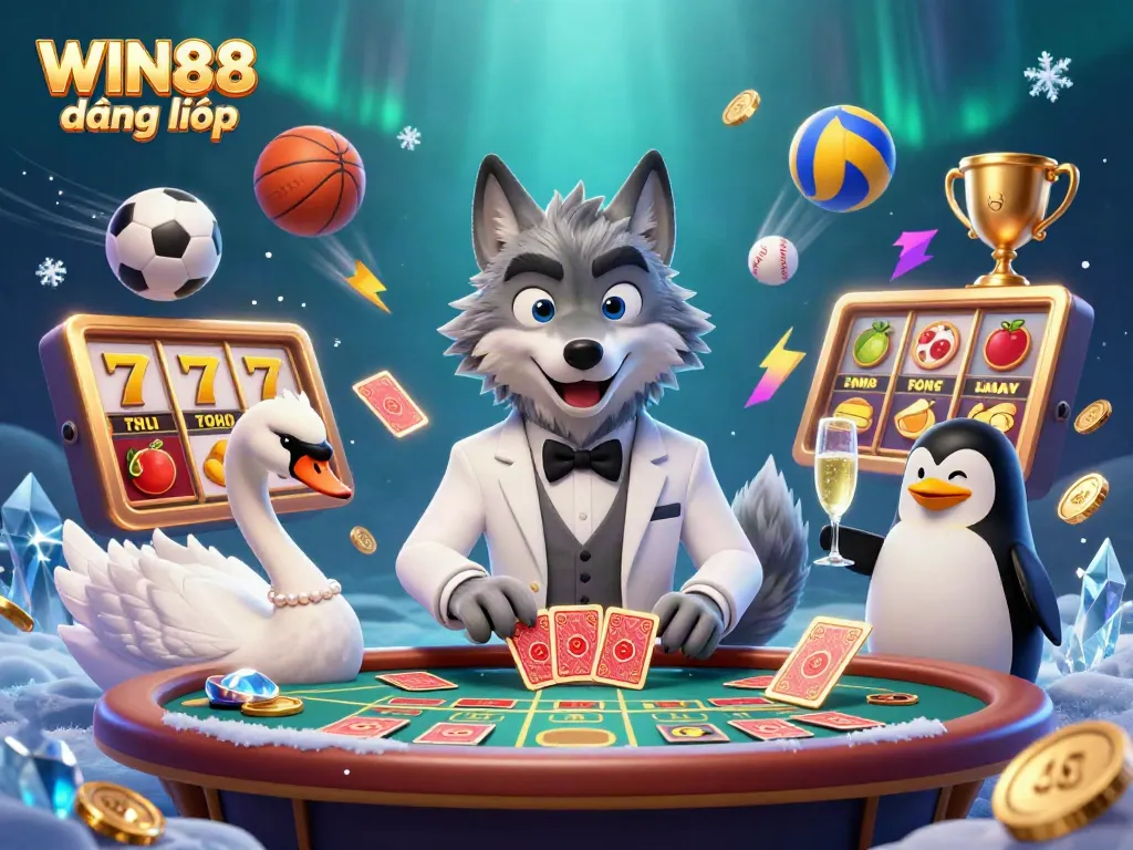 Experience the excitement of WIN88 đăng nhập with a dynamic casino scene full of vibrant game elements.