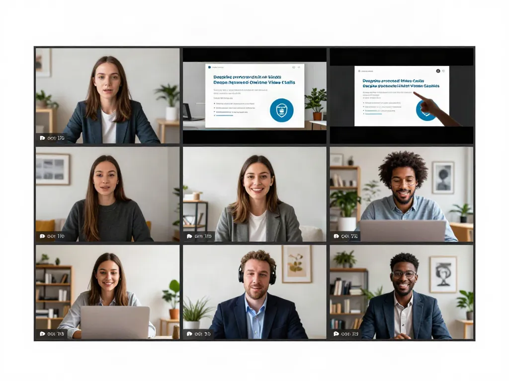 Deepfake protected Online Video Calls during a professional video conferencing session highlighting secure communication practices.