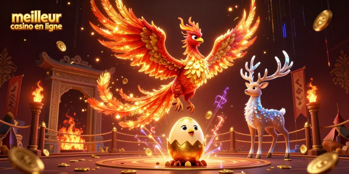 Jouez au meilleur casino en ligne avec des personnages de phoenix, stag et des éléments de jeu scintillants.