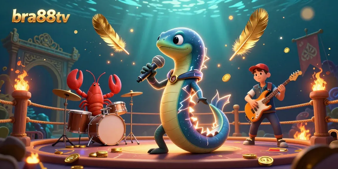 Immerse in bra88tv's vibrant underwater casino scene featuring a DJ eel and band.