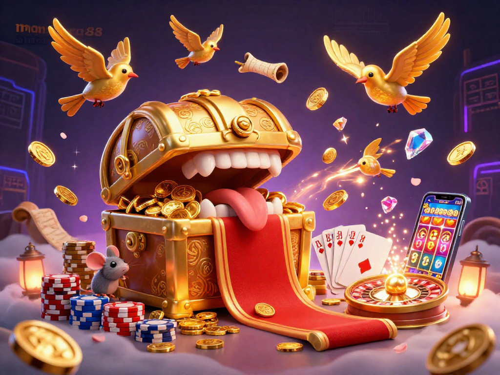 Experience thrilling wins at mantra88 with a captivating online casino illustration featuring dynamic elements.