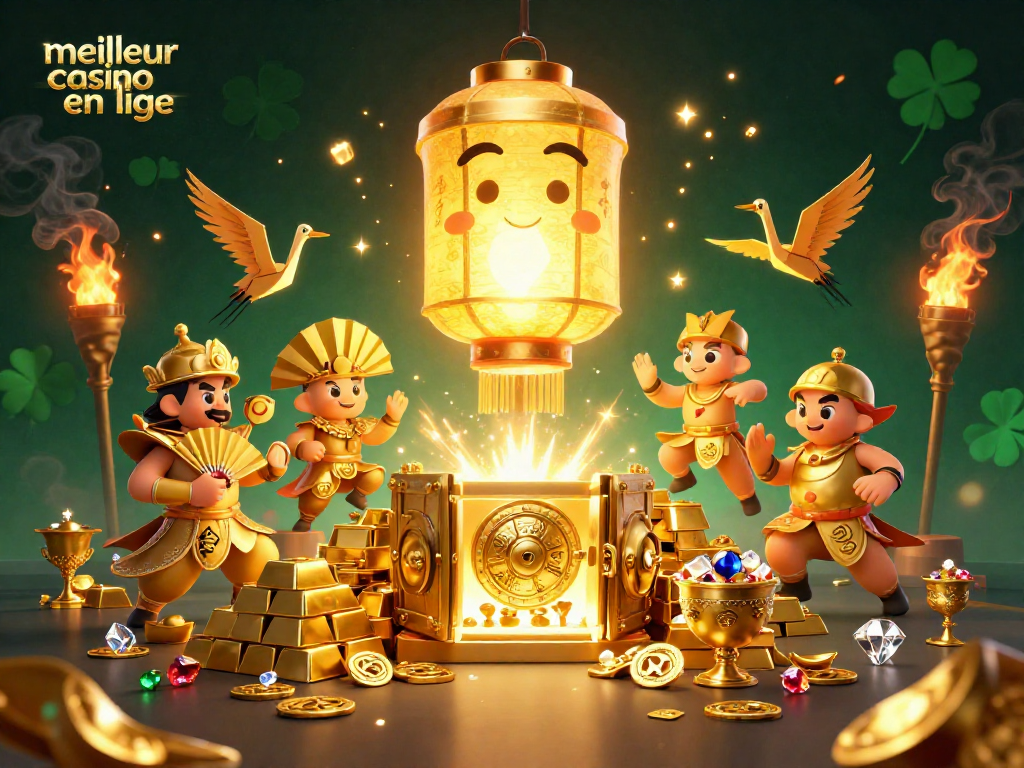 Jouez au meilleur casino en ligne avec de riches symboles de chance et d'opulence dans un cadre vibrant.