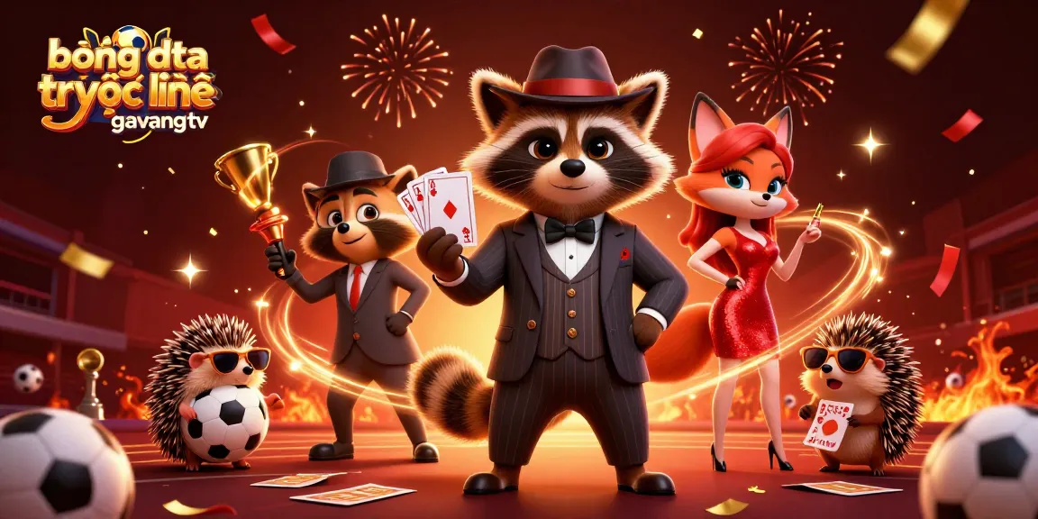 Engage in bóng đá trực tuyến gavangtv with animated characters celebrating a sports betting scene