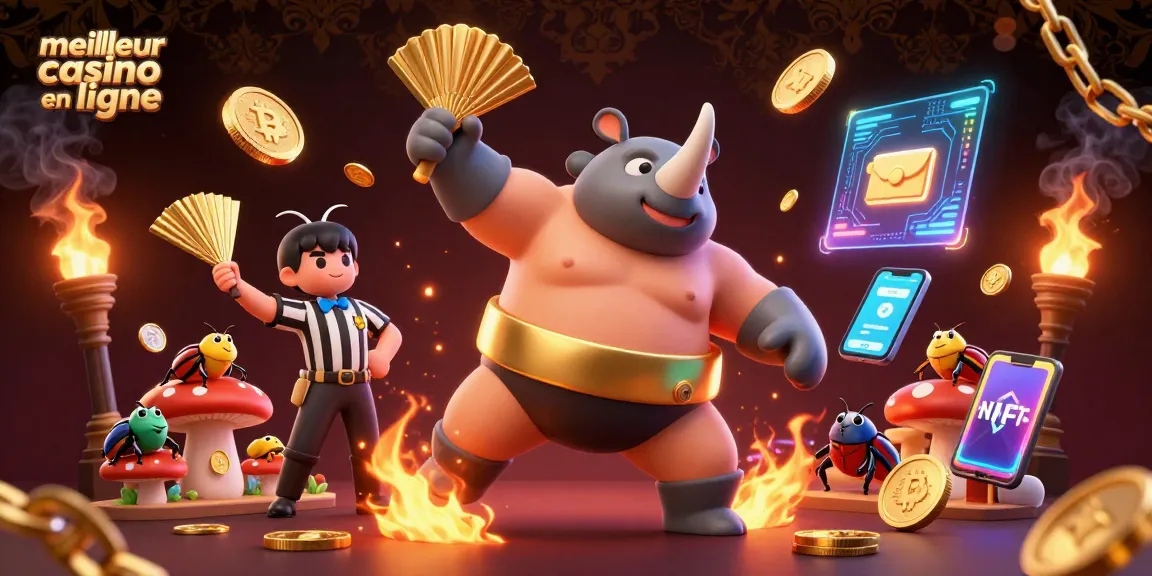 Découvrez le meilleur casino en ligne avec un combat de sumo de scarabées en 3D et des pièces d'or virevoltantes.