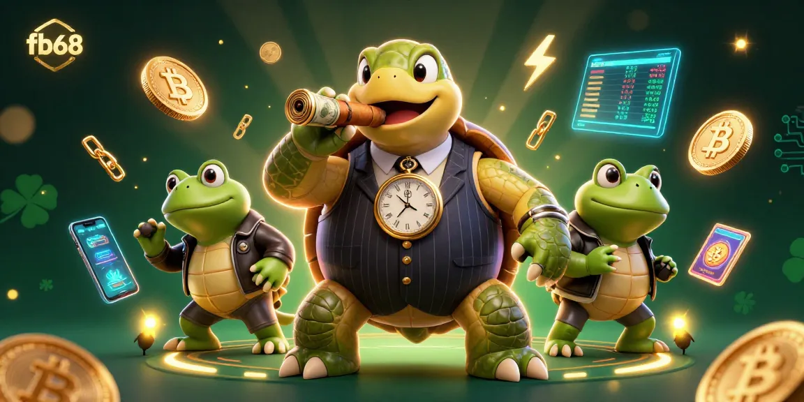 Experience the thrill of FB68 with a unique casino scene featuring quirky characters and crypto elements.