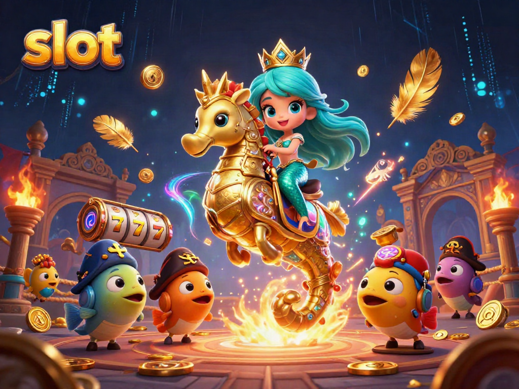 Experience thrilling slots with our vibrant 3D mermaid and seahorse adventure!