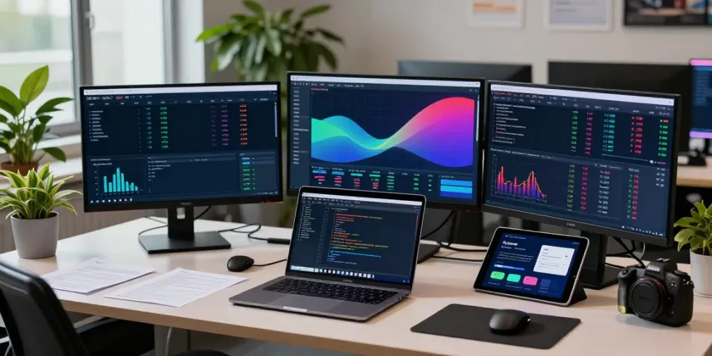 BSE stock data API visualized in an advanced trading space with cryptocurrency analytics and trading tools.